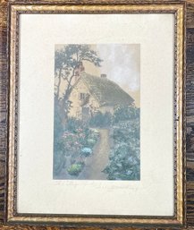 An Antique Hand Tinted Photograph Signed Wallace Nutting 'The Cottage Garden'