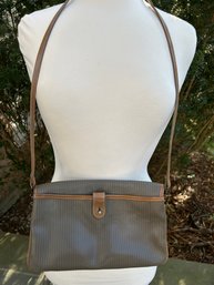 1970's Charles Jourdan  Leather Trim Shoulder Bag  10' L X 7' W Strap Drop 18' 3 Compartments Snap Closure