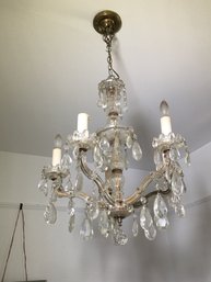 Beautiful French Style Flat Glass Panel Chandelier - Very Nice Fixture - Working Condition - Seems Very Nice