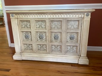 Vintage Carved Marble Top Cabinet