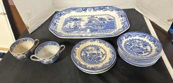 Treasure Lot Of Masons Large Serving Tray, Small Serving Plates & Saucers With Two Tea Cups. Tom/ A2