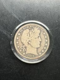 1911-S Barber Silver Half Dollar