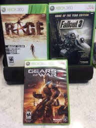 (3) XBOX 360 Games - Rage, Fallout 3 & Gears Of War 2 - L