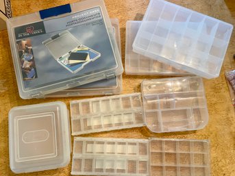 Assortment Of Plastic Storage Containers For Beads & Other Small Crafting Items