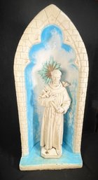 Phenomenal Vintage Cast Stone Grotto With Star And St. Francis With Dove Statue- Signed