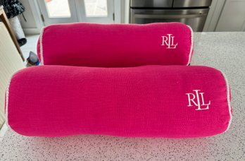 Pair Of New Indoor / Outdoor Ralph Lauren Pink Pillows