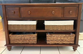 Wood Two Drawer And Double Shelf Console Table By Ballard Design