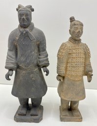 2 Chinese Xian Dynasty Terracotta Soldier Figurine Reproductions