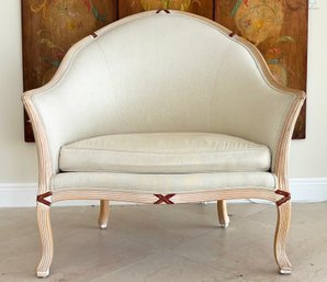 A Gorgeous Oversized Bergere In Bleached Oak And Linen