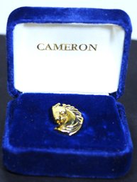 Gold Over Sterling Silver CAMERON Horse Head Tie Tack In Original Box