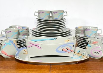 A Vintage 1980's Flash Studio Line Post Modern Dinner Service For 6 Plus By Dorothy Hafner For Rosenthal