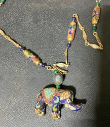 Beautiful Cloisonne   Elephant Necklace