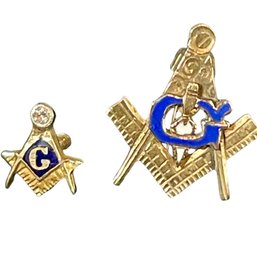 Pair Vintage 14k Gold Masonic Pins.