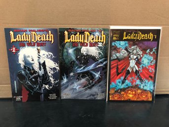 3 Lady Death Comicbooks.  Lot 84