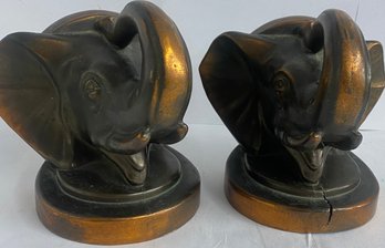 Pair Of Metal Elephant Book Ends