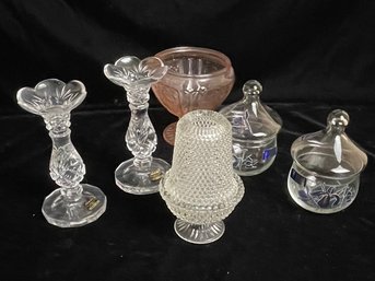 Vintage 6 Duncan Miller Fairy Lamp Thousand Eye And Candle Holders Lot