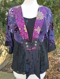 Vtg Spencer Alexis Two Piece Boho Art To Wear Kimono Cardigan And Tank Top Size L