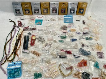 Outstanding Curated Collection Of Jewelry Making Beads Including Swarovski Crystals, Sterling & Gold
