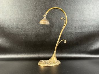 A Gorgeous Vintage Art Nouveau Desk Lamp In Brass, Ready For Rewiring