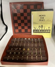 Awesome Rare ~ Murray Laufer ~ Chess-nuts Chess Set With MOVES FOR PEACE Book ~ Must See ~