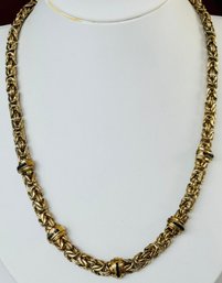 BEAUTIFUL GOLD OVER STERLING SILVER BYZANTINE SAPPHIRE ACCENT NECKLACE