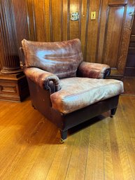 George Smith Short Scroll Arm Signature Leather Chair (left Side)