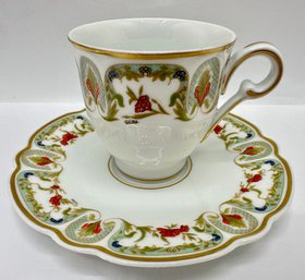 Vintage Haviland Limoges Demitasse Cup & Saucer Mozart Chantoung Pattern With Gold Rim, Numbered