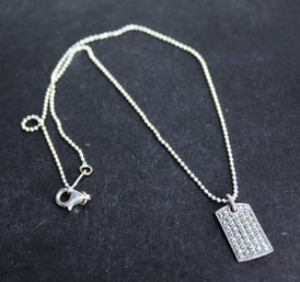 Sterling Silver Beaded Chain Necklace 16' Having Pendant