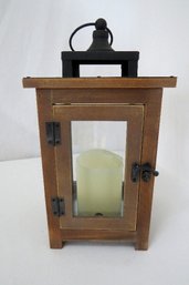 Metal And Wooden Modern Farmhouse Lantern Candle Holder