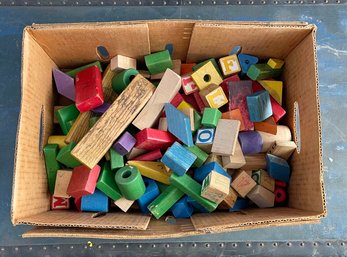 Box Of Miscellaneous Vintage Wooden Blocks