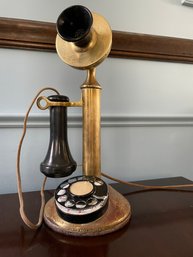 Antique 'candlestick' Brass Phone. Patented In 1892. 11.5' Tall