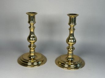 Heavy Weighted Vintage Williamsburg Virginia Metalcrafters Solid Brass Candlesticks