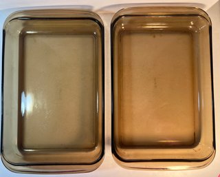2 Amber Pyrex Dishes