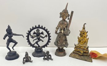 Vintage Indian Figurines, One Gold Washed: Iron & Lighter Metals