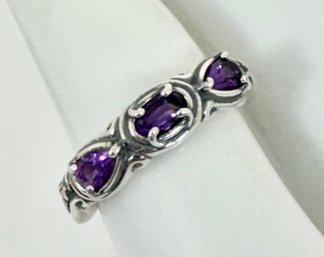 DESIGNER CAROLYN POLLACK STERLING SILVER AND AMETHYST RING