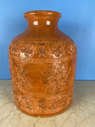 Vintage Carved Pottery Pot