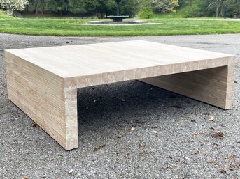 An Incredible Modern Coffee Table In Bleached Oak By Restoration Hardware