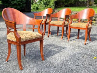 A Set Of 4 Custom Made Biedermeier Style Arm Chairs In Grained Walnut