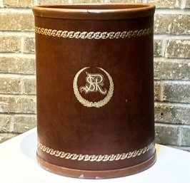 A Vintage Leather Clad Waste Basket