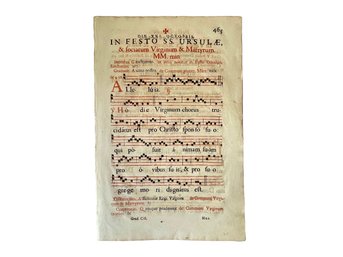 Antique Latin Antiphonal With Neumes  - 17th Or 18th Century