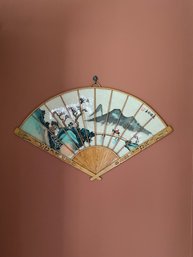 Chinese Vintage Cherry Blossom Watercolor Fan Painting Decor Piece