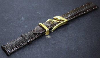 Signed CAMERON Leather Watch Band Snake Clasp W Gemstone