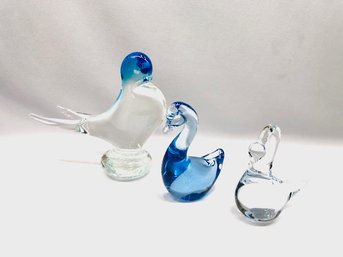 Trio Of Figural Bird Paperweights