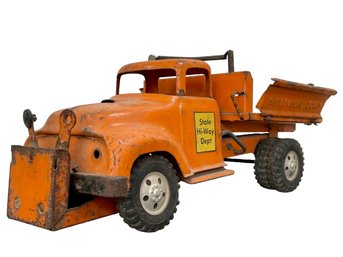 Vintage Metal Tonka Orange State Hi-way Dept Toy Truck