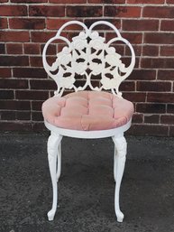 Adorable Vintage Cast Metal Vanity Chair With Tufted Seat - Made By Carolina Chair & Table In NC - Cute !