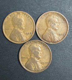 3 Wheat Pennies 1923, 1924, 1925