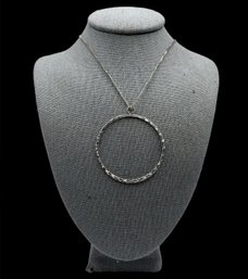 Vintage Italian Sterling Silver Chain With Large Open Circle Pendant