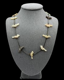 Vintage Liquid Silver Shell Bird Fetish Necklace