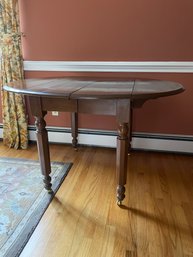 Vintage Wooden Drop Leaf Round Table