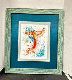 'Firebird - Flight Of The Phoenix ' A Framed Watercolor Signed By Emma Sancartier.  SAK/WAB